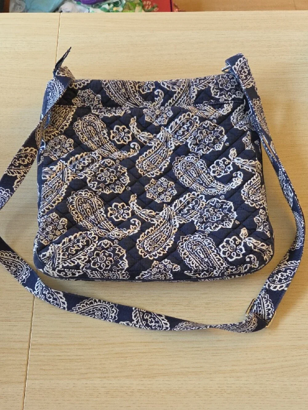 Vera Bradley Navy and White Paisley Quilted Crossbody